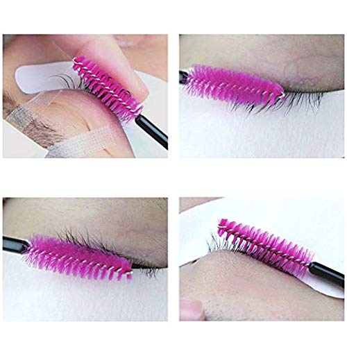 G2PLUS 300PCS Eyelash Brush, Disposable Mascara Wands Applicator Makeup Tools, Eyebrow Spoolies Brush for Eyelash Extensions and Brow (Red)