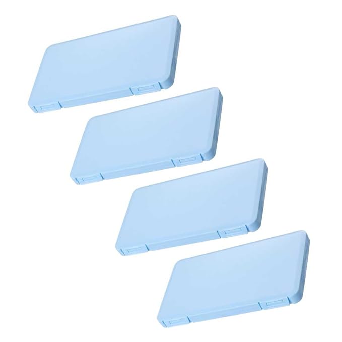 4 Pieces Eyelash Storage Box Case Container Plastic False Eyelash Storage Box Case Container Rectangle Eyelash Organizer Holder Case Box False Lash Storage Box Case Container, Blue