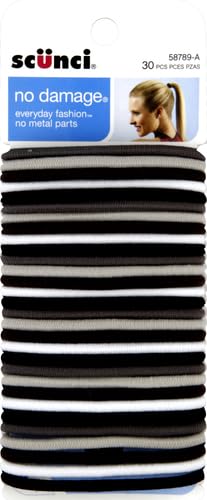 Scunci by Conair No Damage Elastic Hair Ties in Assorted Colors, 60 Pack Multicolor for Women and Men