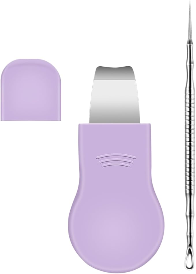 Blackhead Remover & Pimple Extractor Kit Dual-Ended Skin-Friendly Design for Sensitive Skin Professional Pore Cleanse & Acne Home Facial Care Tools with Stainless Steel Scraper (Purple-with Needle)