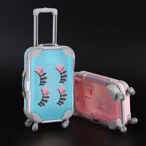 HomeSoGood 2 Pack Mini Size Fake Eyelash Organizer Case, Luggage Shape Suitcase Design False Eyelashes Packing Boxe for Travel 3x5 Inch