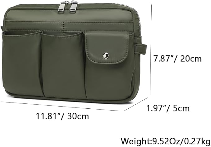 Storage Bag-arge Cosmetic Bag for Women Travel Makeup Bag Zip Up Bag Pure Cotton Canvas Can be Suspended (Army Green)