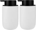 Foaming Soap Dispenser Thick Ceramic Foam Hand Soap Dispenser for Bathroom or Kitchen Sink, Liquid Pump Bottles for Hand soap, Body Wash, 2 Pack White