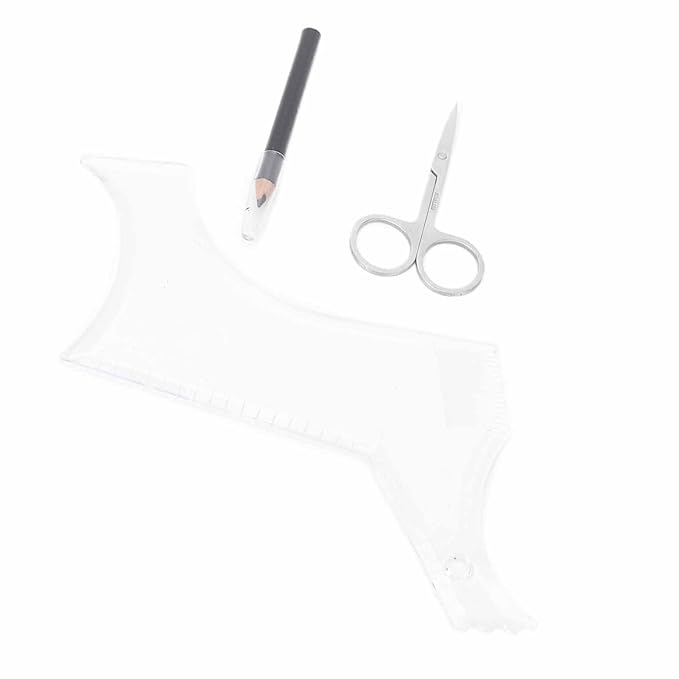 3pcs Men's Beard Shaping Tool Set - Professional Scissors Comb Pen for Precise Styling Transparent Design Home Grooming Kit