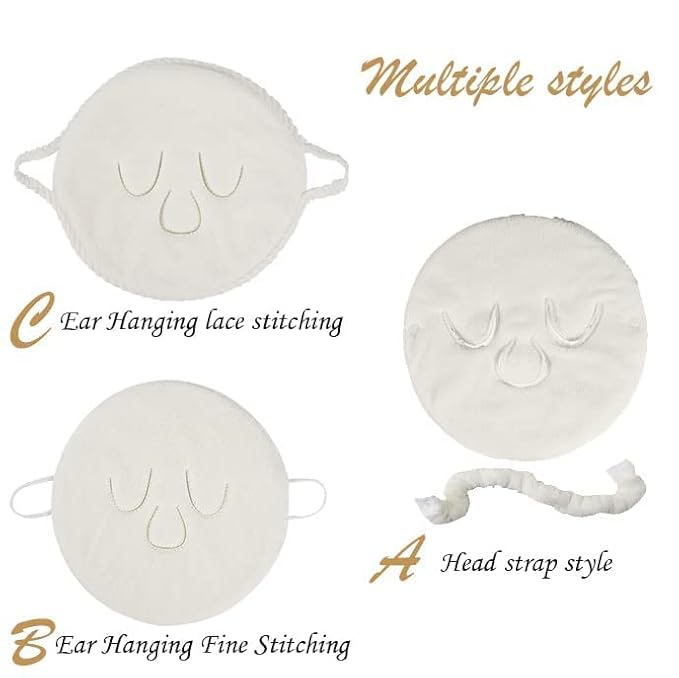 BLACKCROWN 3 Holes Towel Mask Reusable Face Towel Mask Cold Hot Compress Facial Steamer Moisturizing Beauty Skin Care Spa Towels for Facial Steamer Mask for Women Girls Style (A+B) (2 Pack)