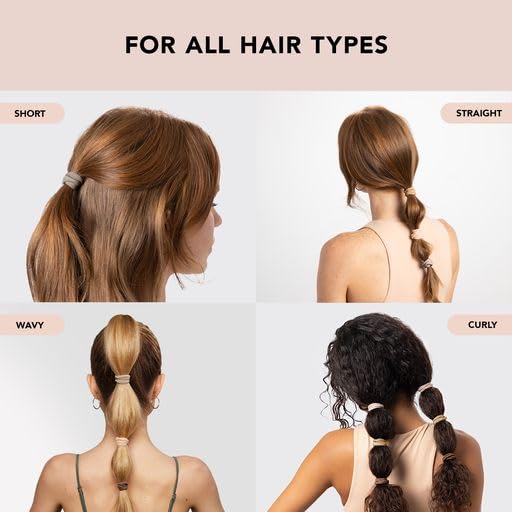 Kitsch Nylon Hair Ties No Damage - Stretchable Hair Bands for Strong All-Day Hold, Ponytail Holders | Hair Accessories for Girls | Ideal Gifts for Women - Neutral 12 Pcs