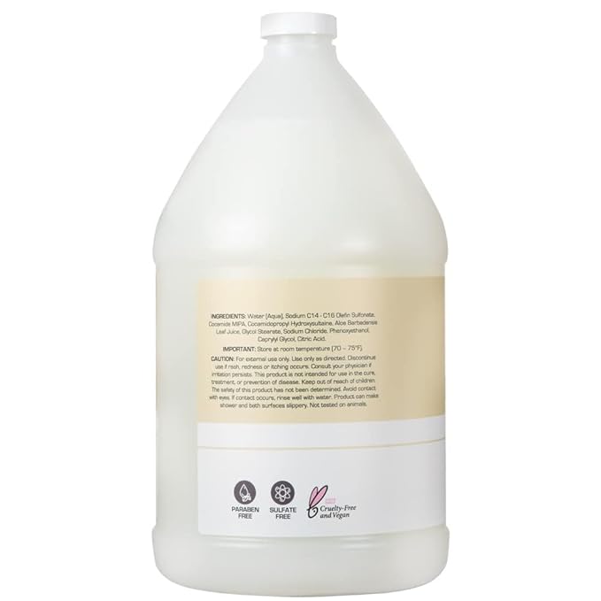 Ginger Lily Farms Club & Fitness Nourishing Body Wash, 100% Vegan & Cruelty-Free, Bath & Shower Gel for Men and Women, Fragrance Free, 1 Gallon (Pack of 4)