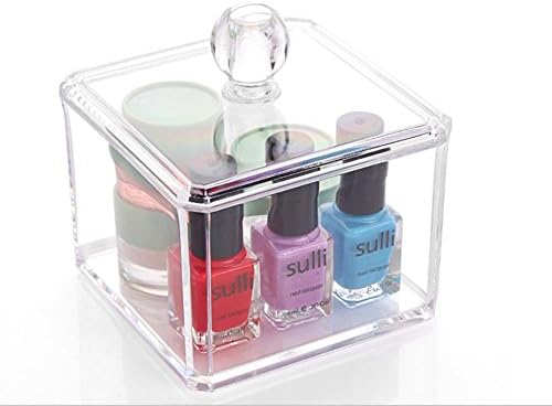 Kamay's Transparent Cotton Ball Pad Swabs Make Up Pads Dispenser Holder Organizer Container with lid Multifunction Acrylic Cosmetic Makeup Organizer (C)