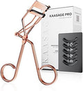 Eyelash Curler for Women, Golden Professional Lash Curler with Refill Silicone Pads; Easy to Curl Open-Eye Eyelashes Naturally in Seconds with No Pinching, No Pulling and Last Long