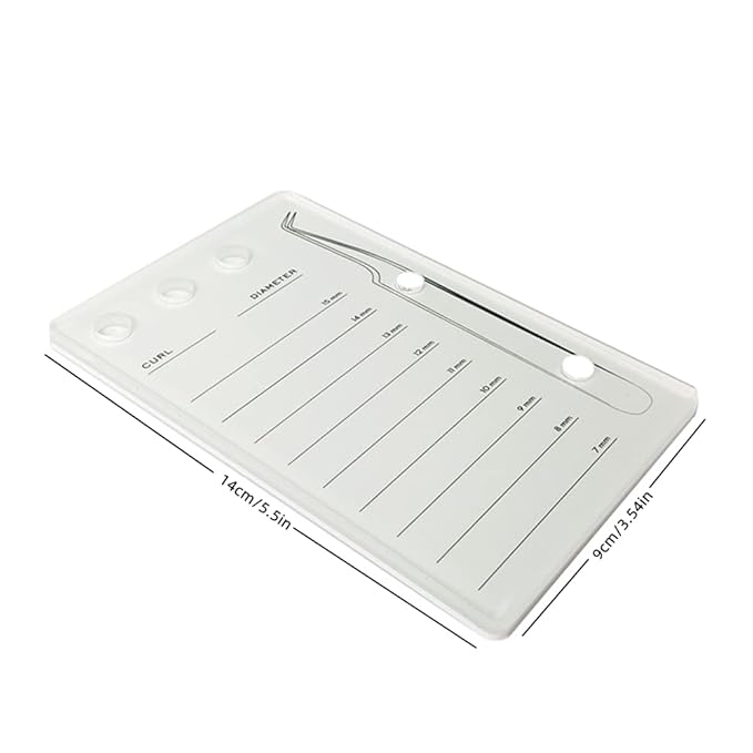 Eyelash Grafting Pallet, Acrylic Lash Tile holder, 7-15mm Scale Glue Cups Eyelash Extensions Storage Gasket Pads with Suction for Tweezers (white)