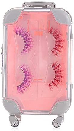 HomeSoGood 2 Pack Mini Size Fake Eyelash Organizer Case, Luggage Shape Suitcase Design False Eyelashes Packing Boxe for Travel 3x5 Inch