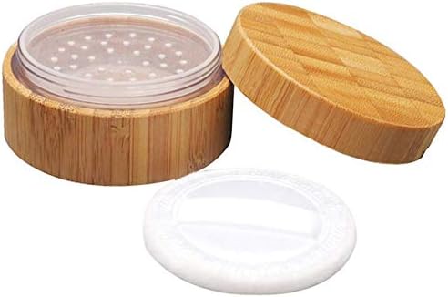 1Pk (30ml/1oz) Bamboo Empty Loose Powder Puff Case Container With Soft Sponge Puff and Sifter Lids Refillable Face and Baby Skin Care Talcum Powder Storage Holder For Travel Home Daily Use