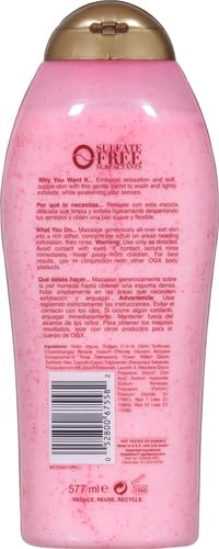 OGX Sensitive + Rose Water & Pink Sea Salt Exfoliating Body Scrub + Rose Quartz, Gentle Exfoliating Daily Wash Softens Skin, Body Scrub for Women, Sulfate-Free Surfactants, 19.5 fl oz (Pack of 3)