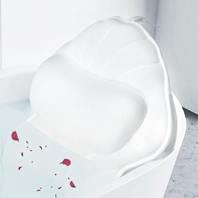 Extra Thick Large Bath Pillow with Neck,Back,Head Support for Bathtub, Spa, Soaking White(19''x15'')