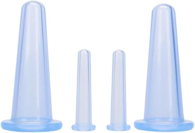 BWESOO 4Pcs Massage Cupping Set Silicone Mini Facial Cups Face Massager Helper Skin Care Neck Back Eyes Massaging Cup Safe to Use, Don't Worry About Burns Health Care Products (Blue)