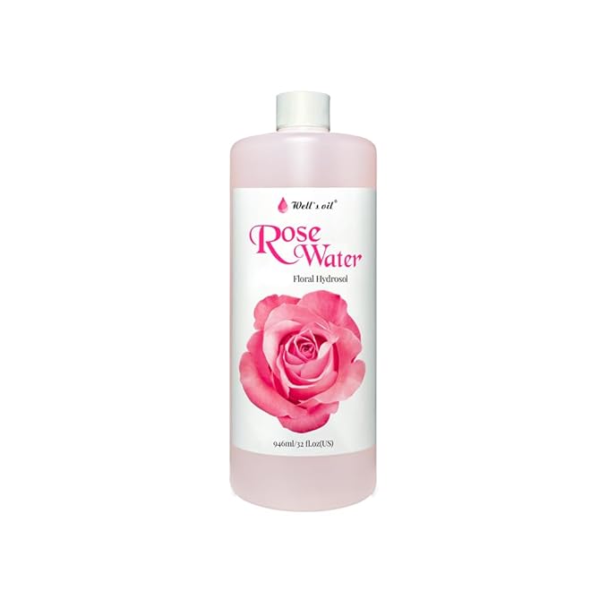 Well's Oil Rosewater Face & Hair Mist Spray (32 fl oz / 946 mL) | Floral Rosewater Hydrosol | Alcohol-Free