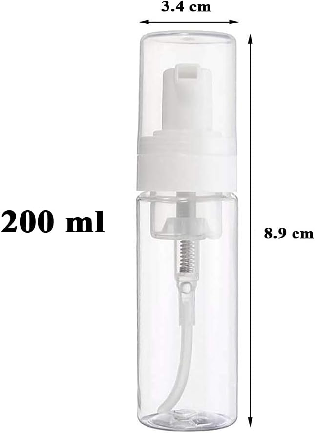 Foaming Dispenser 7oz Transparent Empty Spray Bottle 2Pcs Plastic Foam Pump Travel Soap Portable Foam Bottle (200ml)