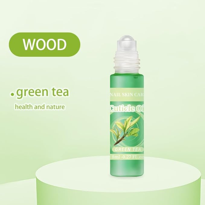 8ml/0.27 FL.oz Cuticle Oil Roller Nourishing Moisturizing Roll On Cuticle Oil for Convenient Portable Nail Rollerball for On the Go Hydration and Care(Lemon&Green Tea)