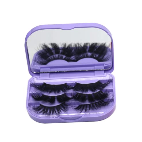 1 Piece 3-Tier Empty Eyelashes Storage Box with Makeup Mirror Plastic Eyelashe Case Lash Storage Case Eyelash Holder Organizer False Eyelash Case Storage Eyelashes Box, Purple