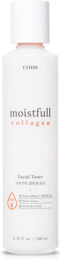 Etude Moistfull Collagen Toner, Toner for Face, Super Collagen Water, Lupinus Albus Protein, Instant Moisture Recharge, Oil-Moisture Balance, Korean Skin Care, Beauty (6.76 Fl Oz)