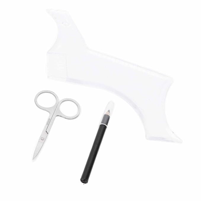 3pcs Men's Beard Shaping Tool Set - Professional Scissors Comb Pen for Precise Styling Transparent Design Home Grooming Kit