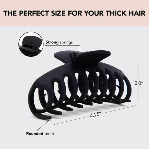 Kitsch Large Hair Clips For Women - Durable Recycled Plastic Claw Clips for Styling & Updos | Secure All-Day Hold, Comfortable Fit - Black & Tortoise | Ideal Gifts for Women, 2pcs