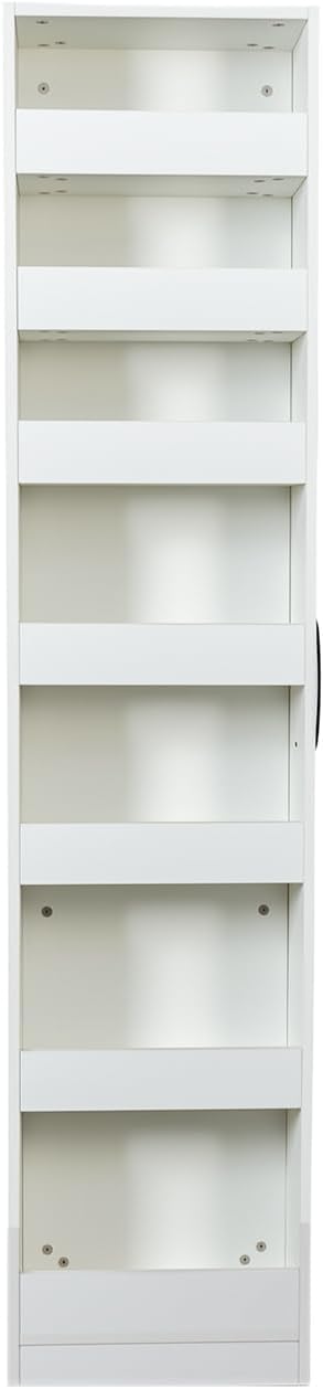 JOYSOURCE Tall Narrow Pull-Out Storage Shelf with Wheels 7-Tier Slim Rolling Storage Spice Rack Next to Fridge Utility Cart Single-Sided for Small Spaces, Kitchen, Laundry Room, White