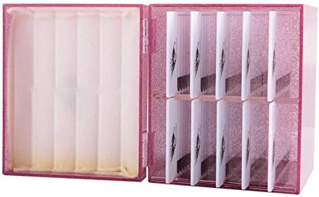 10 Layers Acrylic Eyelash Storage Box,Eyelash Holder Extension Tool,Makeup Organizer False Eyelashes Glue Pallet Holder, Grafting Eye lashes Close-Packed Display with 10 Pallets (pink)