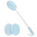 19" Long White Handle Back Lotion Applicator with Blue Non-Slip Grip & 3 Washable Blue Pads, Suitable for Sunscreen, Tanning & Moisturizers, for All Ages