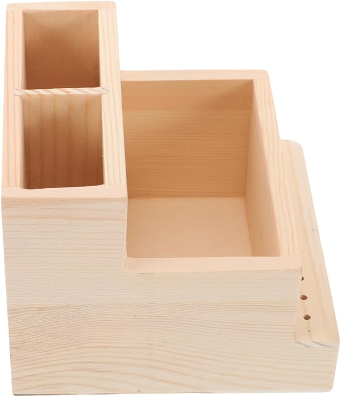 Nail Polish Storage Organizer Box - Large Wooden Beauty Tool Storage Box with Compartments for Manicure Drill Bits and Accessories - Compact 4.53X4.72X3.94 Inch Case for Home and Salon