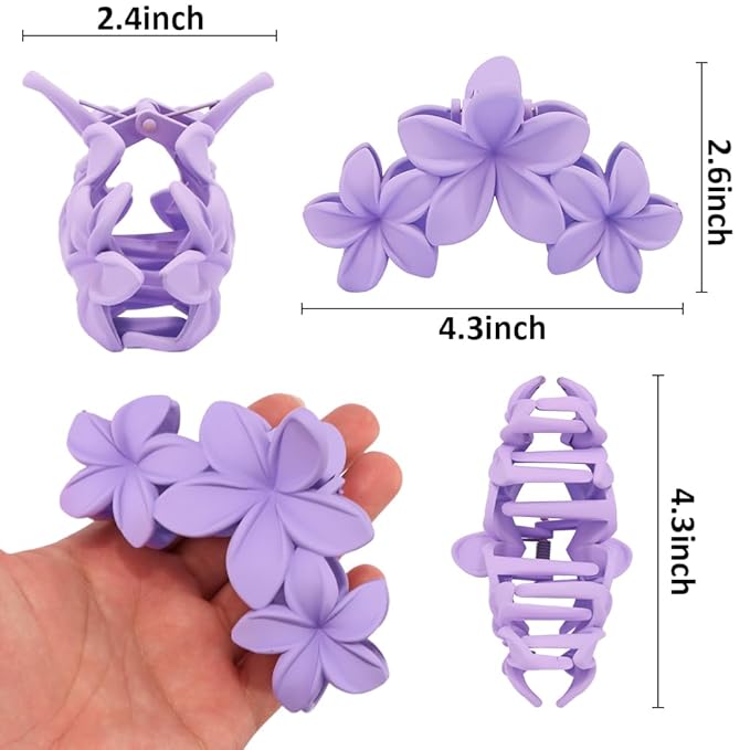 Ahoney 6PCS Flower Hair Clips for Women Strong Hold Nonslip, Big Flower Claw Clip for Thick Hair, Hawaiian Hibiscus Cute Hair Clips Beach Hair Accessories for Women Girls 13