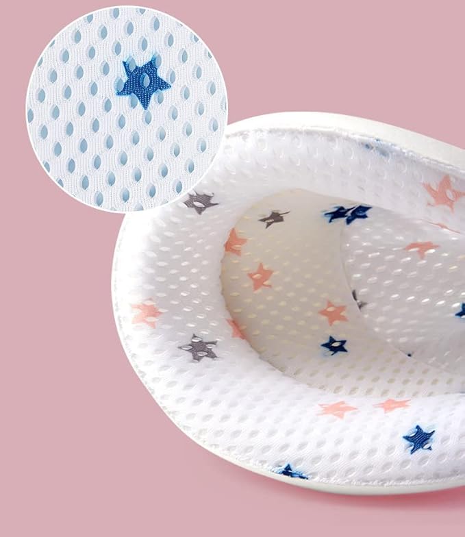 Breathable Mesh Newborn Baby Bath Mat Floating Foam Baby Tub Pillow Adjustable Non-Slip Bath Seat Pad Bath Cushion for Bathtub for 0-18 Months(NO TUB)