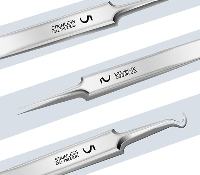 Blackhead Remover Tweezers Kit, Ultra-fine Tweezers Black Dots Blemish Extractor Acne Needle Facial Cleaner Skin Extractor Tool (8Pcs/Set)