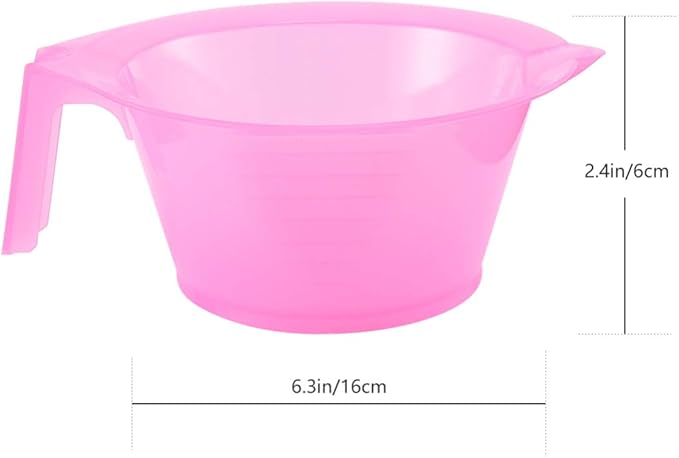 Hair Color Mixing Bowl, 3pcs Plastic Hair Dye Bowl with Handle Color Mixing Tint Bowl Hair Color Mixing Tool for Salon Hairdressing, Pink