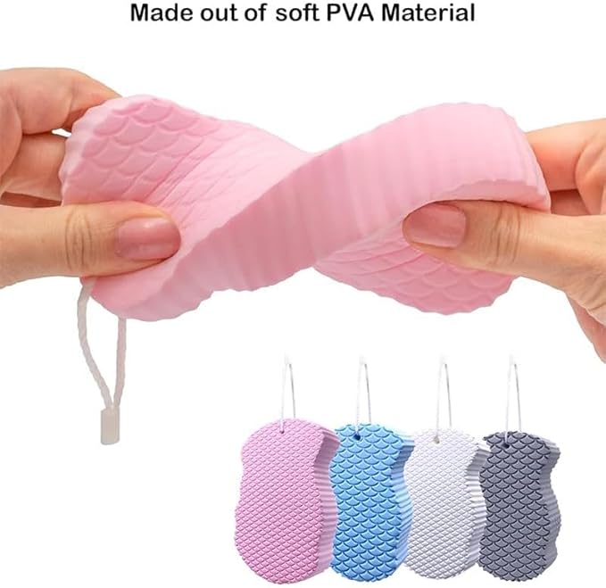 Magic Exfoliating Bath Sponge, Upgraded Magic Exfoliating Body Scrubber, 3D Super Soft Bath Shower Sponge for Body Removes Dead Skin (Upgraded Version 2PCS)