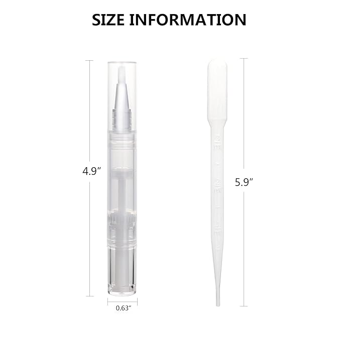 5 pack 5ml Transparent Twist Pen for Cuticle Oil Applicator, Empty Nail Oil Pen with Brush Tip, Eyelash Growth Liquid Tube, Cosmetic Lip Gloss Container (5x)