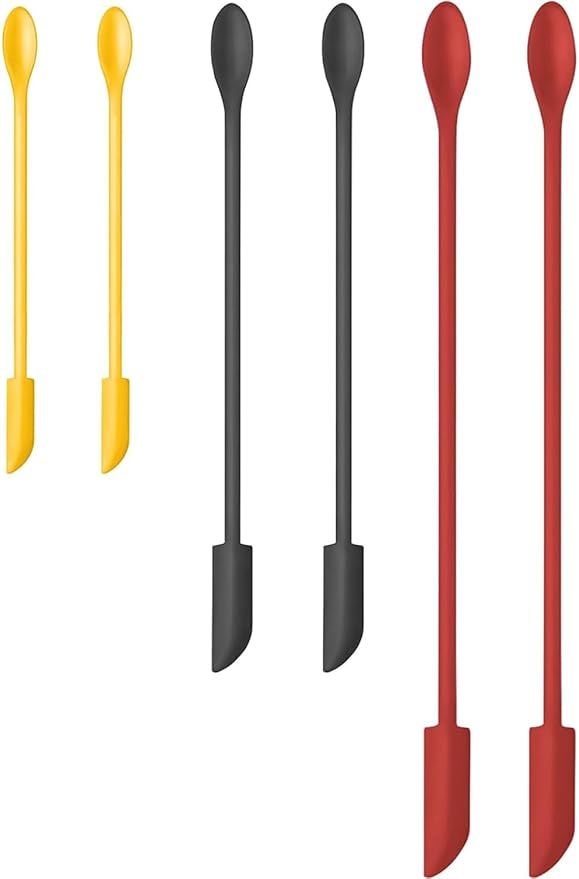 Silicone Spatula Set (6Pcs) - Mini Scraper Tool for Beauty & Food - Reach Every Last Drop, Multi-Size Spatulas for Makeup Jars, Lotion Bottles & Kitchen Containers (Color #3)