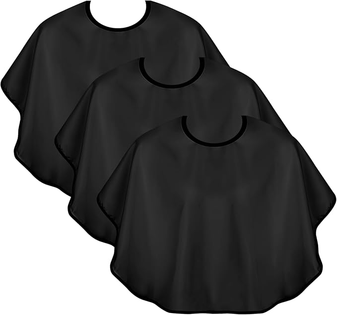 3 Pcs Makeup Capes Beauty Salon Makeup Bibs Shorty Smock for Clients Lightweight Comb-out Beard Apron Hair Dye Capes Hair Salon Shorty Cape for Makeup Artist Hair Beauty(Black)
