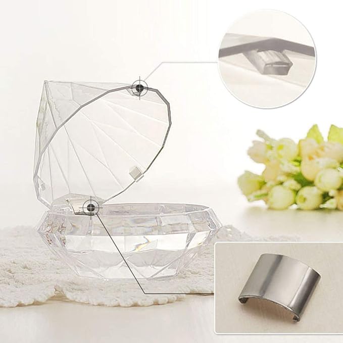 6 Pcs 25mm Clear Diamond Shape Empty False Eyelashes Packaging Box Case 3D Mink Lash Box Acrylic Eyelash Storage Box Holder with Trays Candy Gift Box DIY Makeup Lash Case for Women Girls