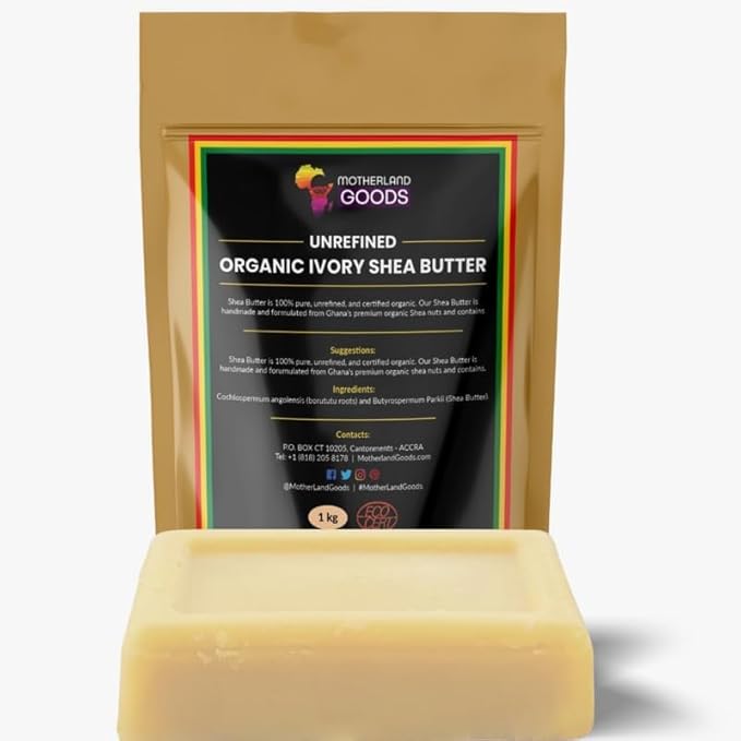 100% Raw Unrefined Organic Ivory Shea Butter, For All SkinTypes, Spread Easy to Moisturize Dry Skin, DIY Skincare like Body Butters and Hair Care (8 Oz)