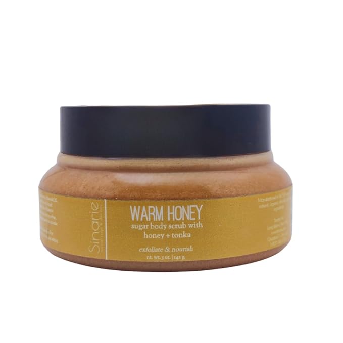 Exfoliating Sugar Scrub for Body – Hydrating Moisturizing Body Polish with Natural Oils – Gentle Spa Skincare for Smooth, Glowing Skin (5 oz., Warm Honey (Honey & Tonka))