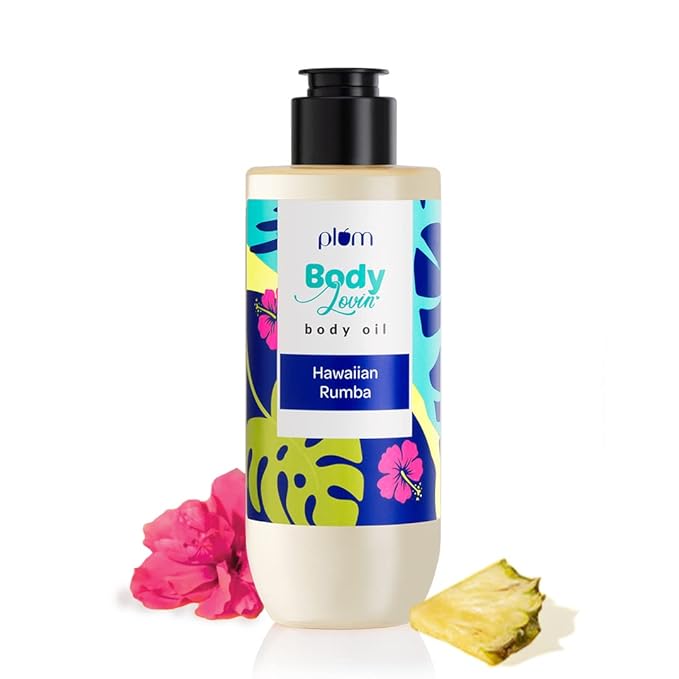 Plum Hawaiian Rumba Body Oil With Avocado Oil, Coconut Oil, Carrot Seed Oil, 100% Pure Moisturizing Oil, Instant Glow, Detoxifying, Nourishing Bath Oil, Paraben, Silicone & Mineral Oil Free, 6.7 Fl Oz