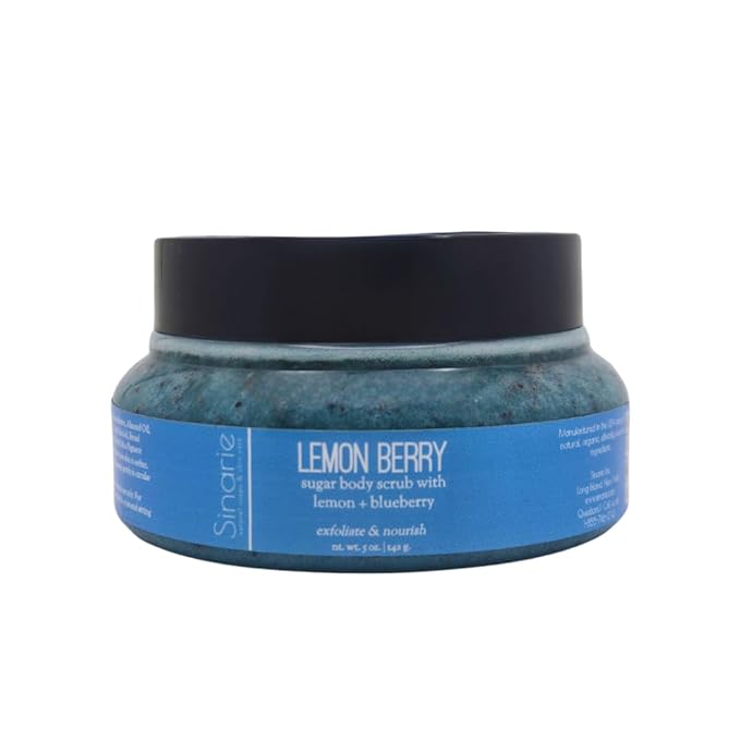 Exfoliating Sugar Scrub for Body – Hydrating Moisturizing Body Polish with Natural Oils – Gentle Spa Skincare for Smooth, Glowing Skin (5 oz., Lemon Berry (Lemon & Blueberry))