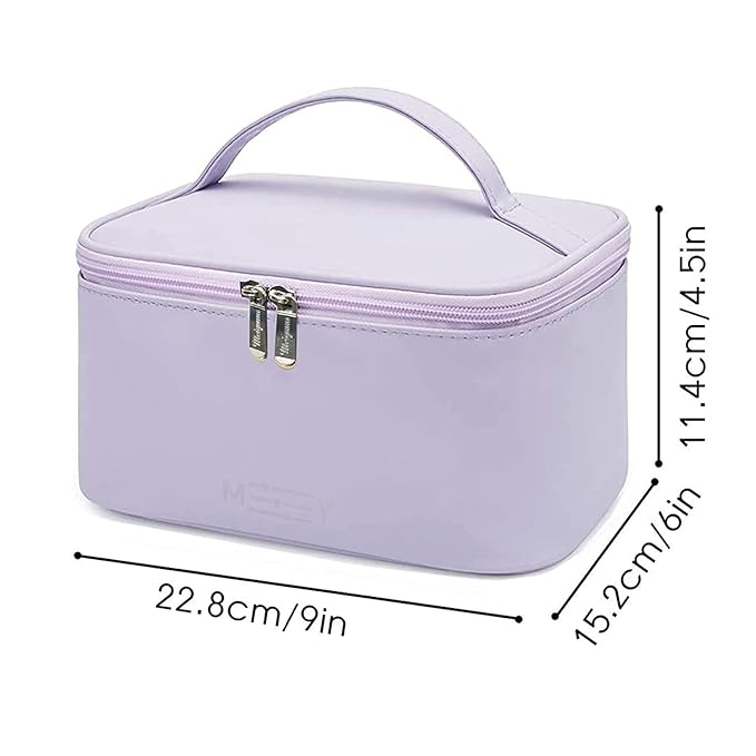 Meiyuuo Makeup Bag Large Cosmetic Bags for Women Girls Cute Travel Zipper Pouch Toiletry Organizer for Beauty Essentials Waterproof (Lavender Purple)