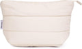 Narwey Small Travel Makeup Bag for Women Girl, Puffer Cute Make Up Organizer Bags, Puffy Cosmetic Bag Travel Toiletry Bag for Toiletries (Beige)