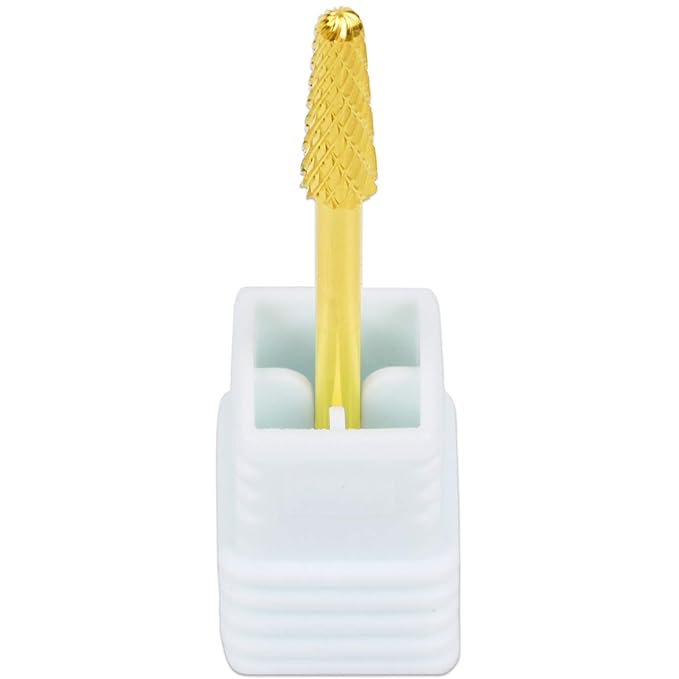 USA PANA Professional 3/32" Shank Size - Cone Shape Carbide Bit - Nail Drill Bit for Manicure Pedicure Tools Dremel Machine - Gold, Silver (Extra Coarse, Gold)