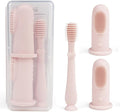 Ali+Oli Baby Oral Care Set (Blush) - Dual-Sided Finger Toothbrush x2, Tongue Scraper, Protective Case - BPA, Phthalate, PVC Free - Food-Grade Baby Care Products for Infants