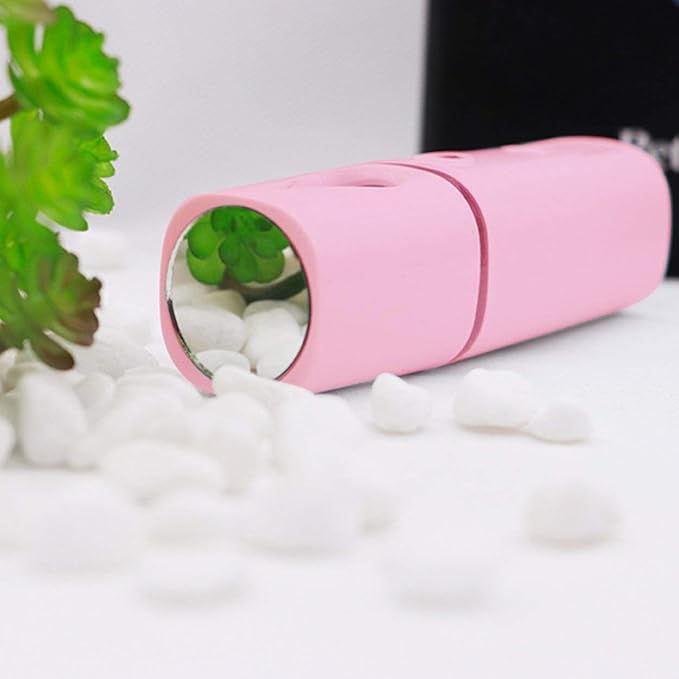 Nano Facial Steamer Mist Spray Eyelash Extensions Cleaning Pores Water SPA Moisturizing Hydrating Face Sprayer USB Rechargeable Mini Beauty Device (Pink)