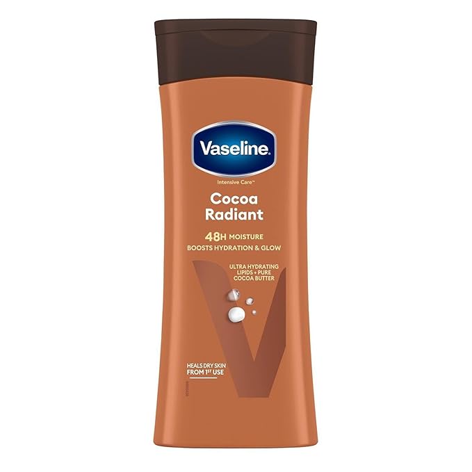 Vaseline Cocoa Radiant 2-Pack – Intensive Care Moisturizing Hand and Body Lotion with Ultra-Hydrating Lipids, Pure Cocoa Butter, 10 Oz Ea