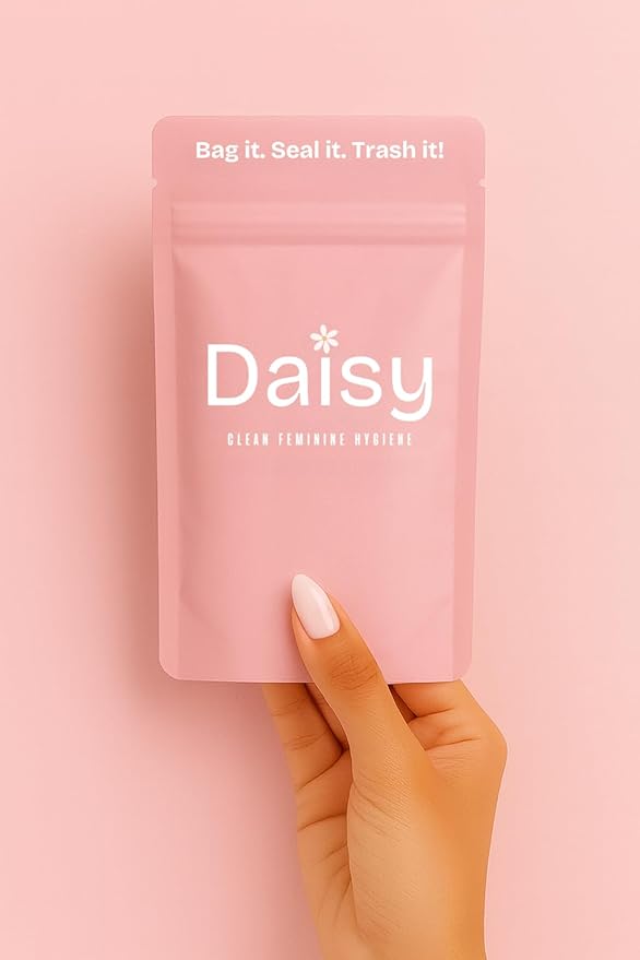 Discreet, Odor & Leak-Proof Tampon Disposal Bags | The Daisy Pouch (50 Count) | Sanitary Tampon Trash Disposal Bags for Work, School & Travel